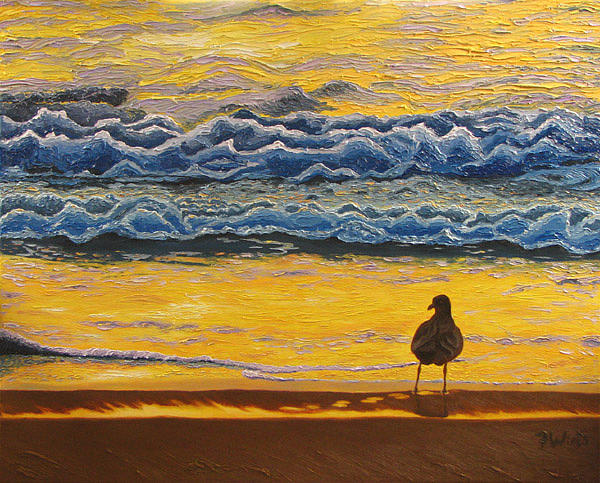Beach Painting - Beach Seagull by Frank Wuts Beach Painting - Beach Seagull by Frank Wuts