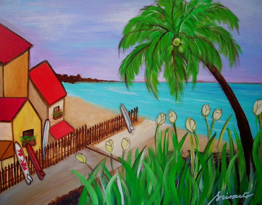 On The Beach Side Painting by Pristine Cartera Turkus