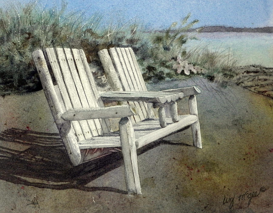 Beach Sitters Painting by Lizbeth McGee