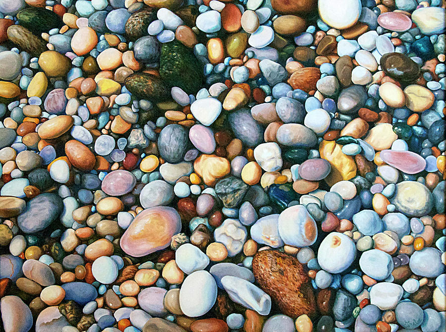 Beach Stones #1 Painting by Hank Grebe - Pixels