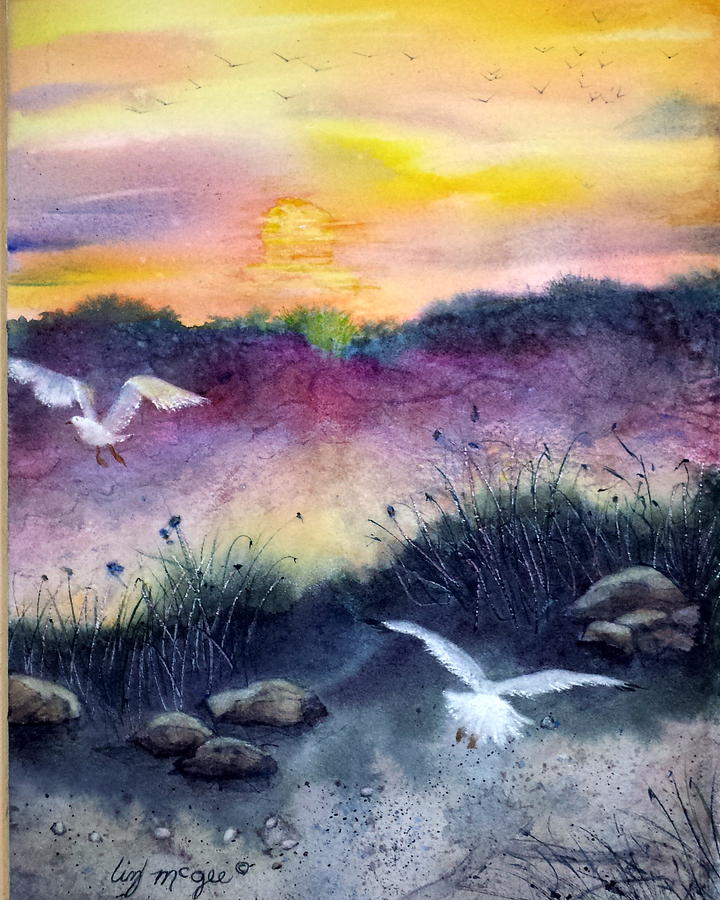 Beach Sunrise Painting by Lizbeth McGee
