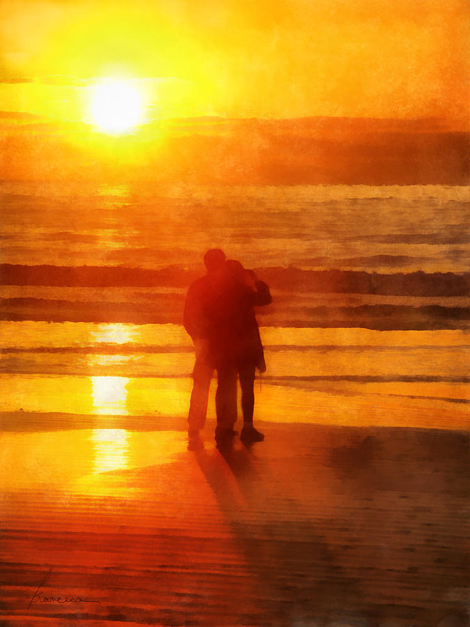 Beach Sunrise Love Digital Art by Frances Miller
