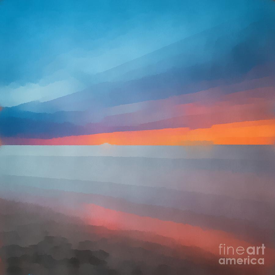Sunset Painting - Beach Sunset Abstract 2 by Edward Fielding