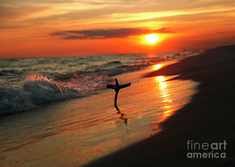 Beach Sunset and Cross Photograph by Luana K Perez