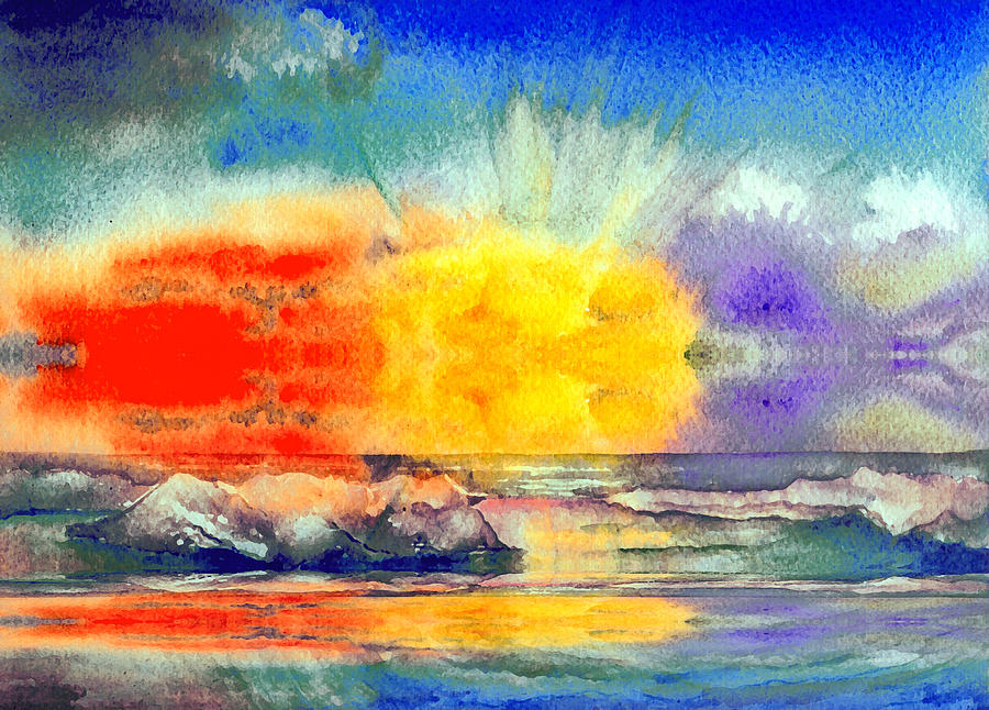 Sunset Painting - Beach Sunset by Brenda Owen