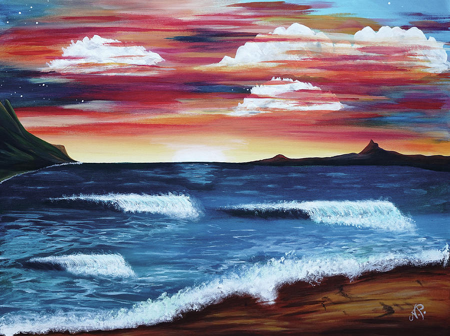 Nature Painting - Beach Sunset by Nicole Paquette Nature Painting - Beach Sunset by Nicole Paquette