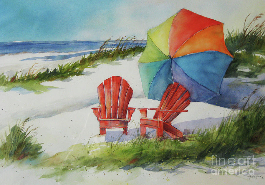 Beach Time Painting by Marsha Young