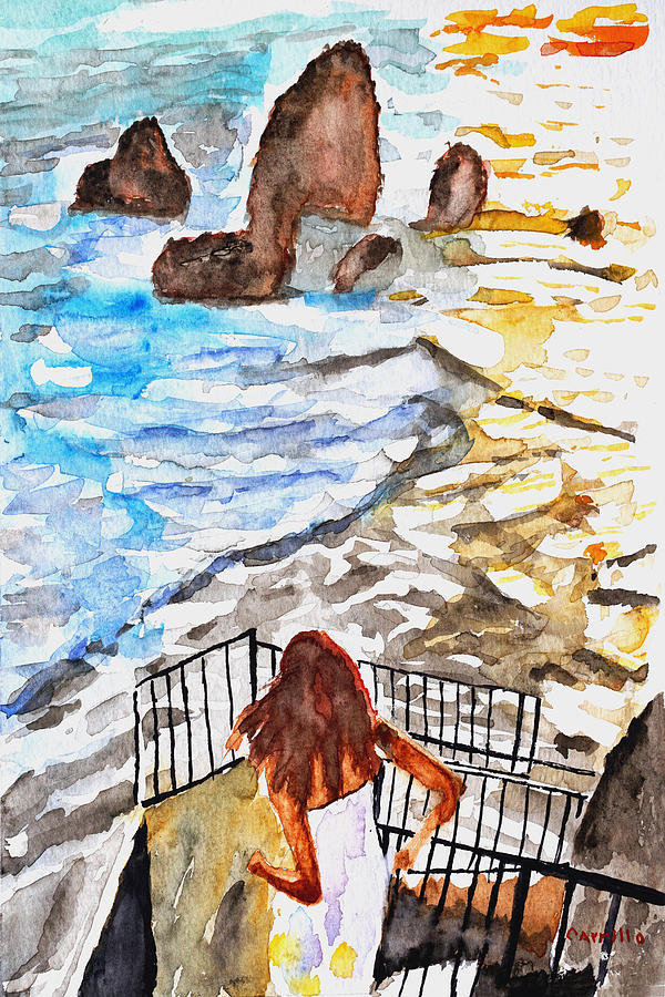 Surfer Girl Painting - Beach Time by Ruben Carrillo
