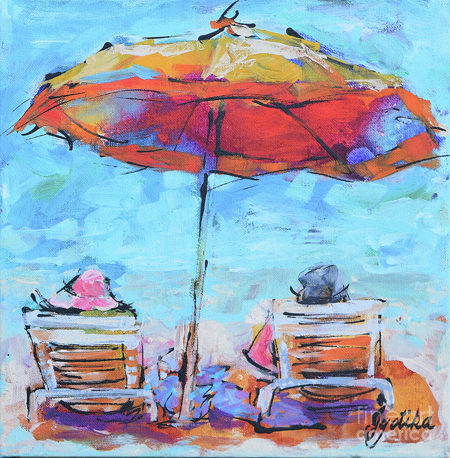 Beach Umbrella Painting by Jyotika Shroff