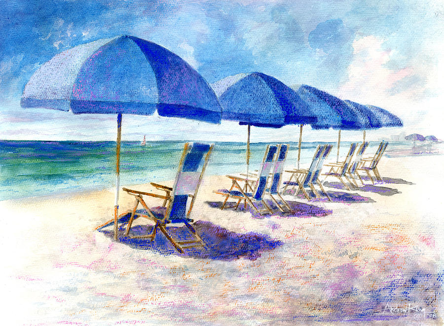 Beach Painting - Beach umbrellas by Andrew King