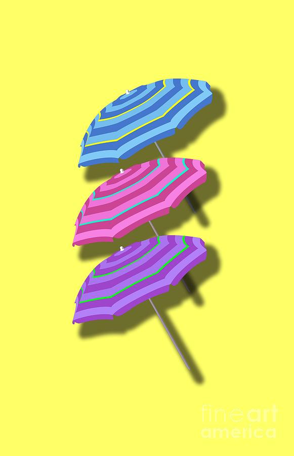 Umbrella Digital Art - Beach Umbrellas Design by Edward Fielding