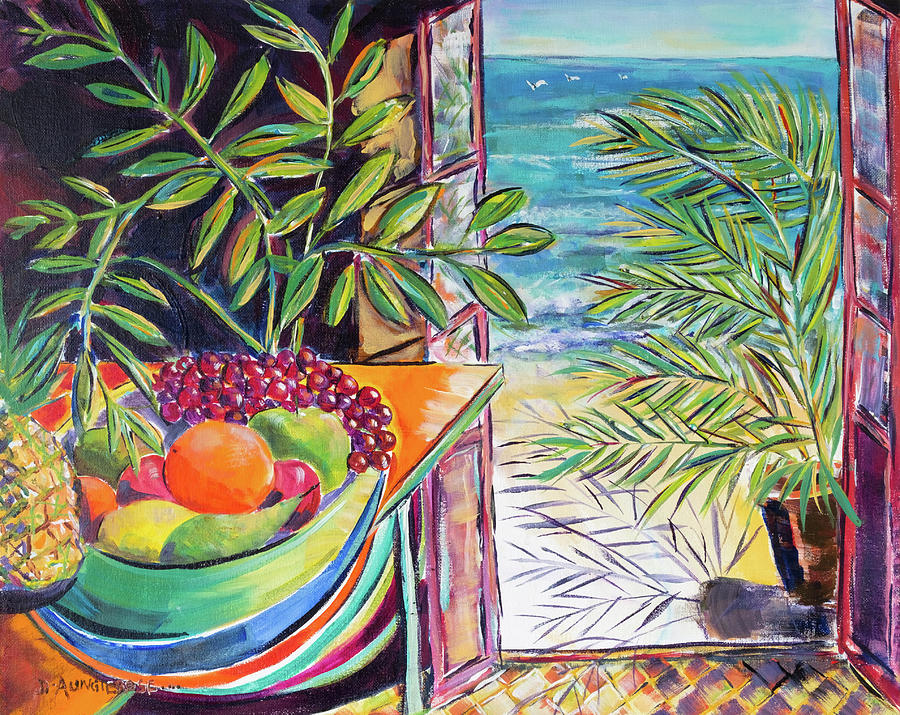 Beach View From A Window Painting by Seeables Visual Arts