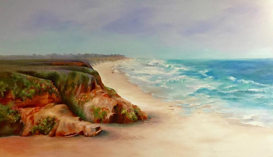 Beach Painting - Beach Walk, Half Moon Bay by Donna Pierce-Clark