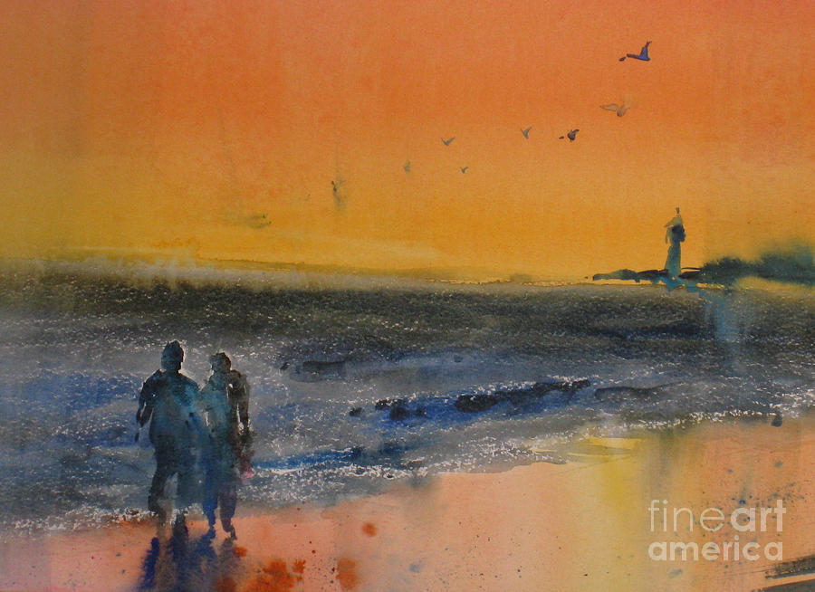 Maritime Painting - Beach Walk by John Byram Maritime Painting - Beach Walk by John Byram