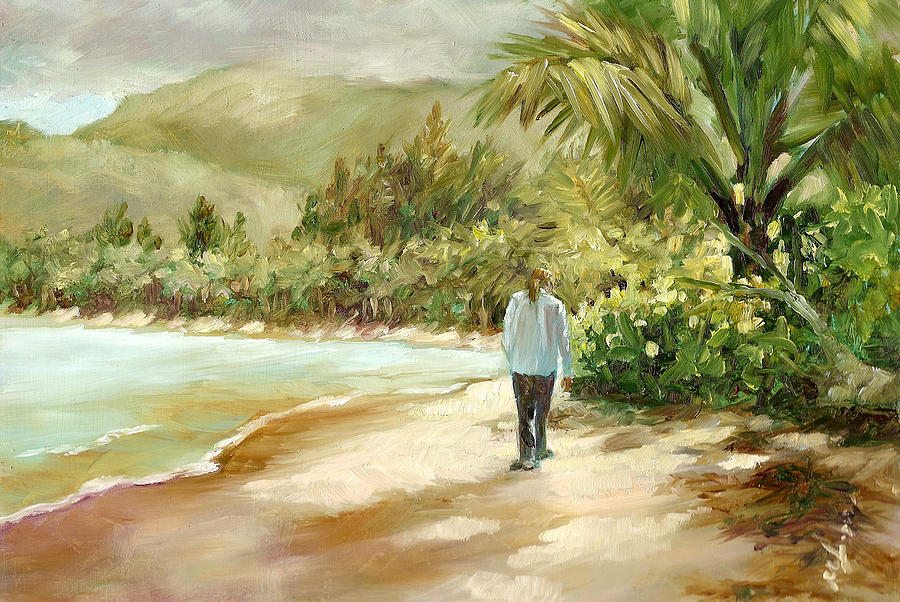 Impressionism Painting - Beach Walk by Monica Linville