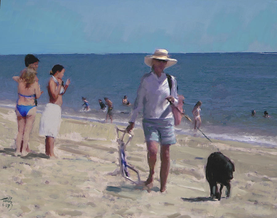 Beach Walk Painting by Thomas Tribby
