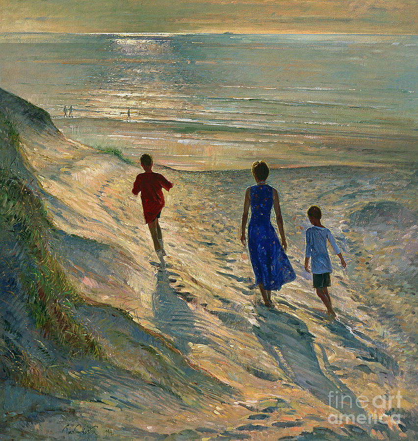 On The Beach Painting - Beach Walk by Timothy Easton