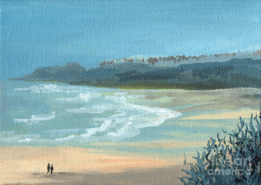 Beach Walkers Painting by Julia Underwood