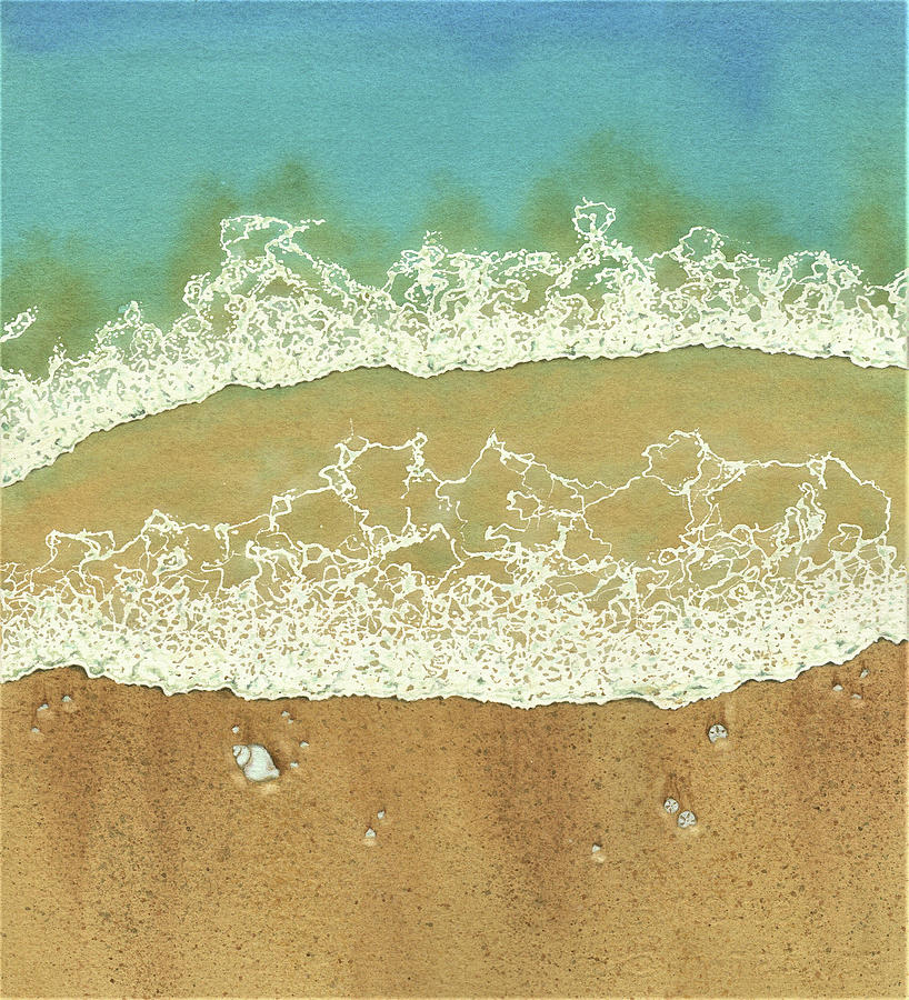 Beach Painting - Beach Wanderer pt 2/3 Triptych by Julie Senf