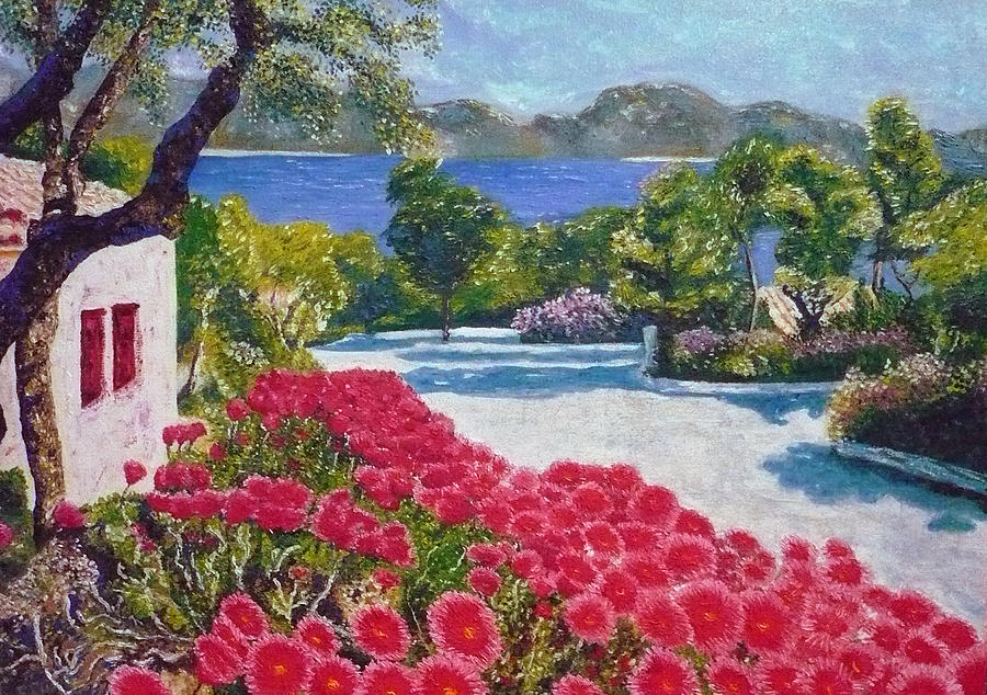 Flower Painting - Beach with flowers by Ericka Herazo
