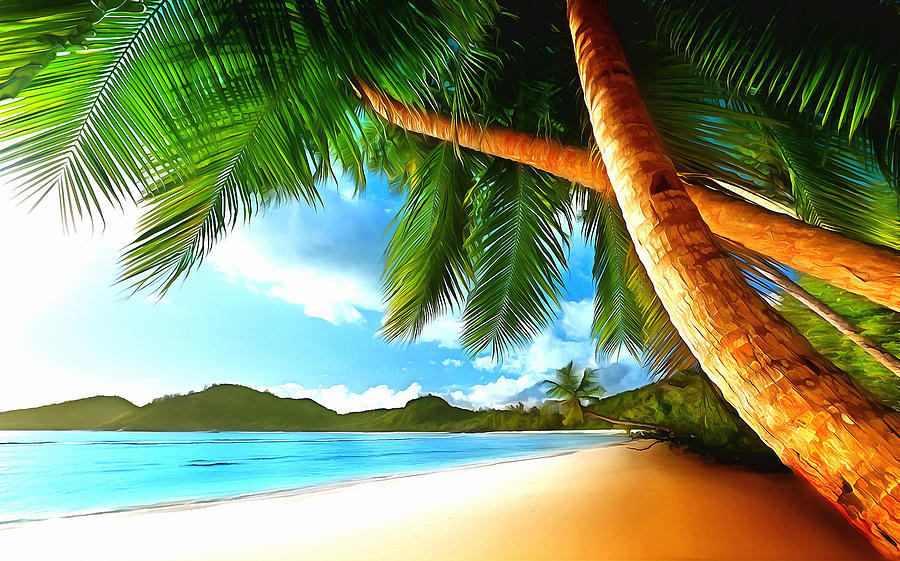 Beach with Palms Digital Art by Galeria Trompiz - Fine Art America