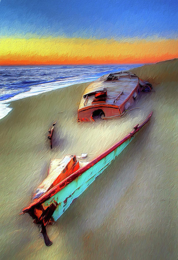 Beached Beauty on the Outer Banks AP Painting by Dan Carmichael