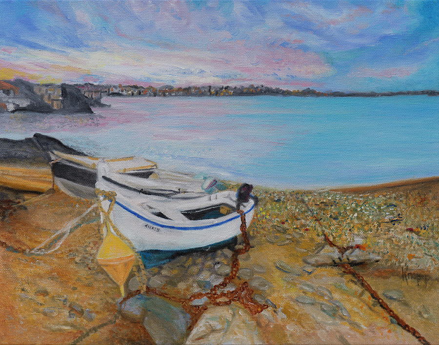 Beached Boats Painting by Kathy Knopp