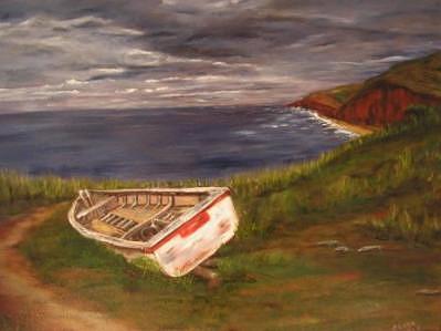 Boat Painting - Beached by Clara Bierman Boat Painting - Beached by Clara Bierman