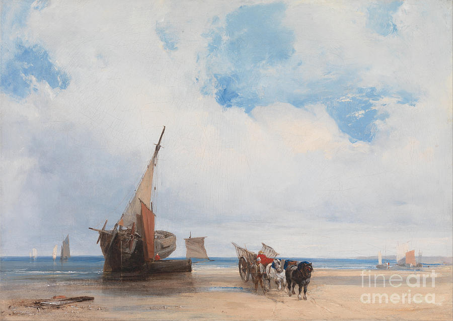 Beached Vessels and a Wagon Painting by Celestial Images