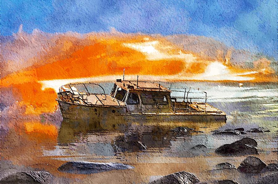 Beached Wreck Painting