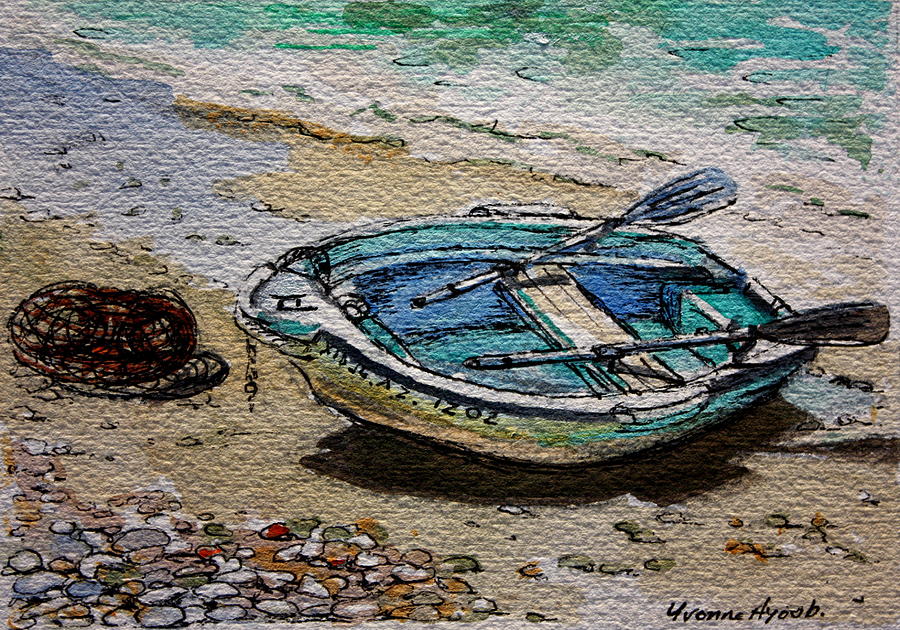 Pebbles Painting - Beached by Yvonne Ayoub