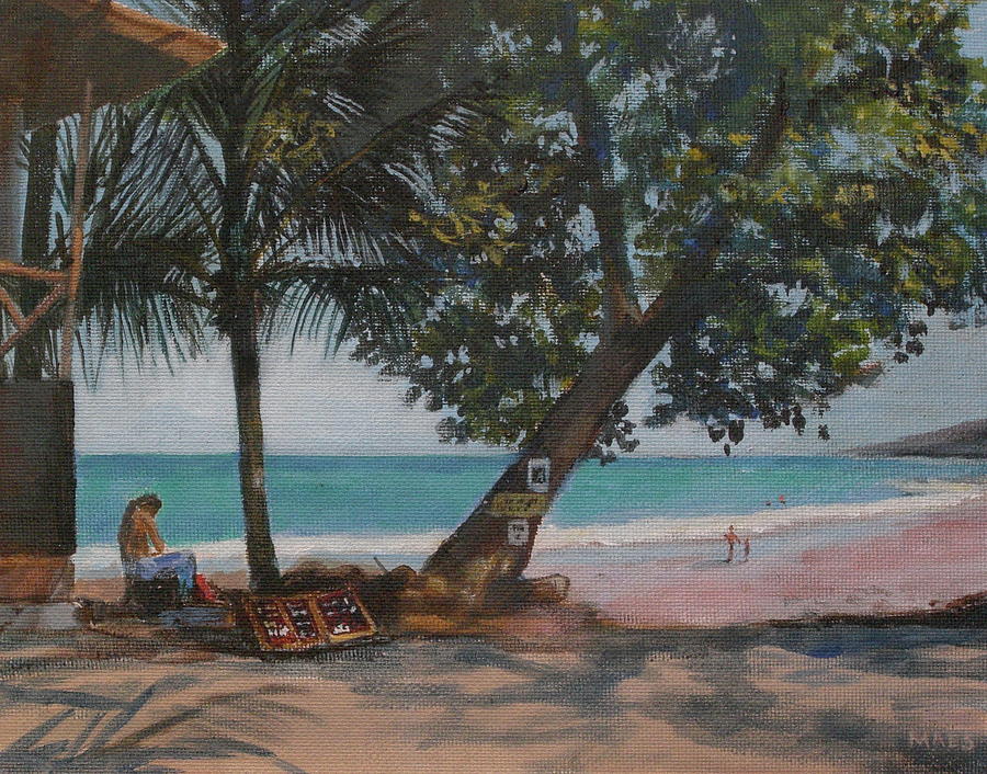 Beachfront market in Montezuma Costa rica Painting by Walt Maes