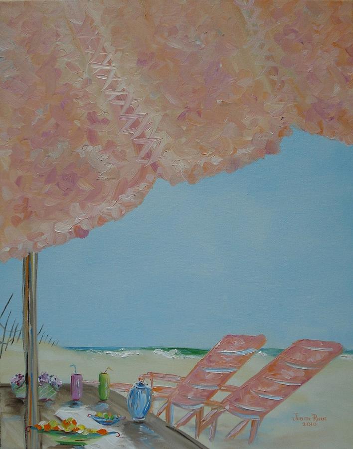 Beachfront Property Painting by Judith Rhue
