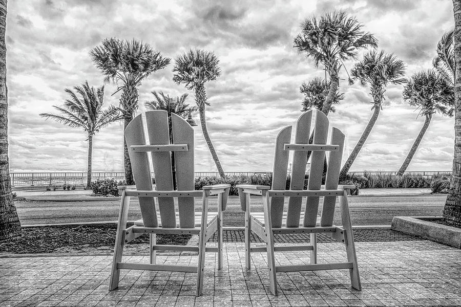 Beachy Morning at Dawn in Black and White Photograph by Debra and Dave Vanderlaan