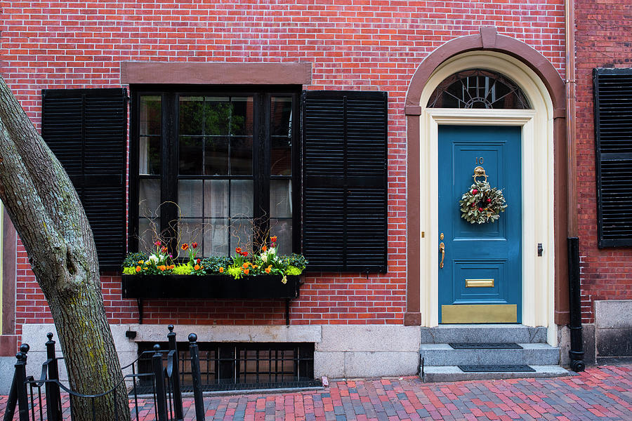 Beacon Hill Blue Door at Springtime Photograph by Toby McGuire