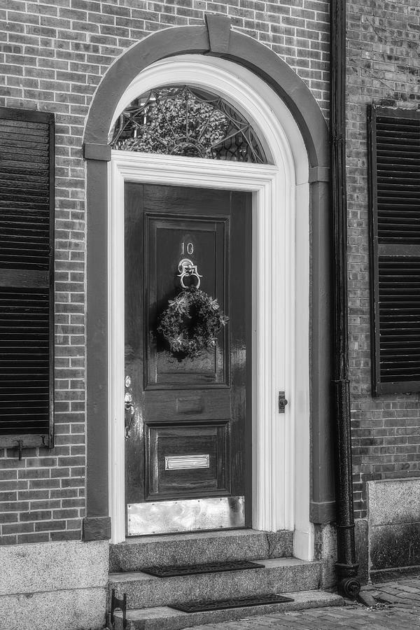 Beacon Hill Door BW Photograph by Susan Candelario