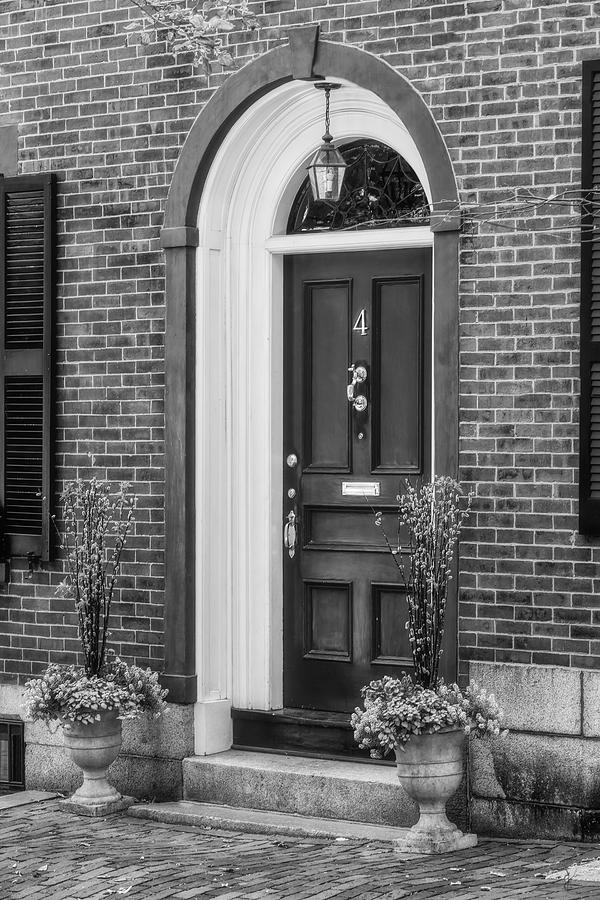 Boston Photograph - Beacon Hill Red Door BW  by Susan Candelario