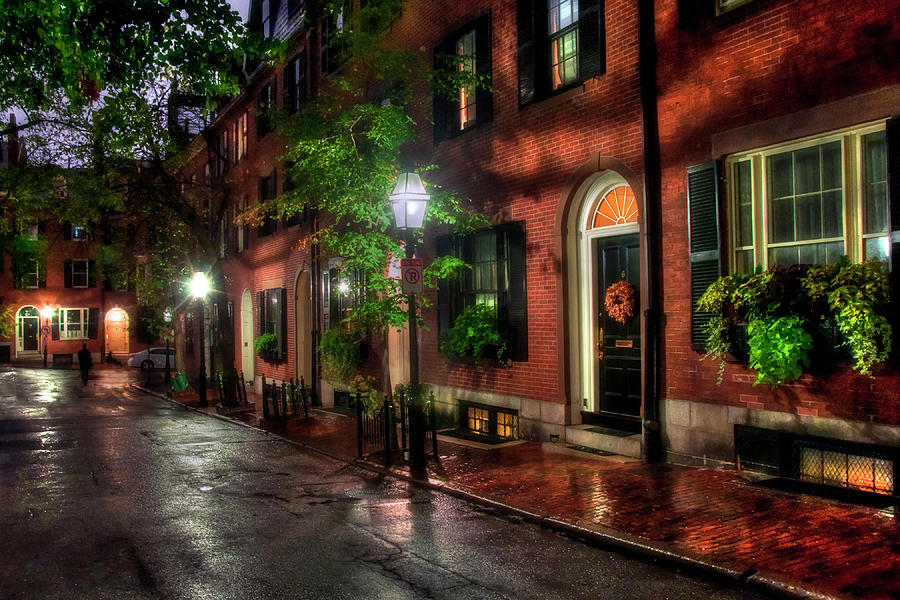 Beacon Hill Street Reflections - Boston Photograph by Joann Vitali
