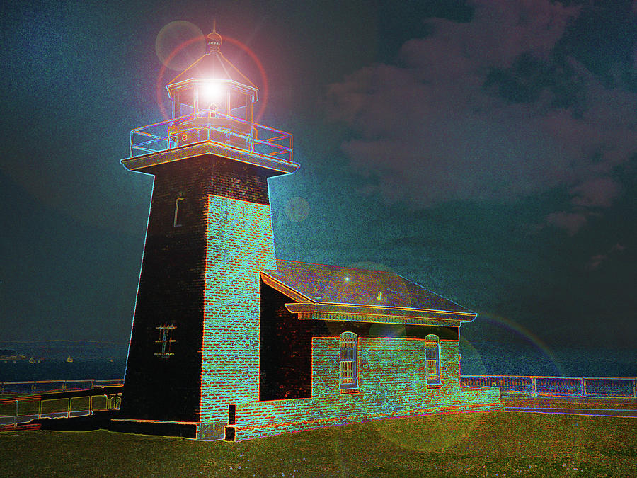 Beacon of Hope, Santa Cruz Lighthouse, Monterey Bay, Santa Cruz, California, Abstract 2 Digital Art by Kathy Anselmo