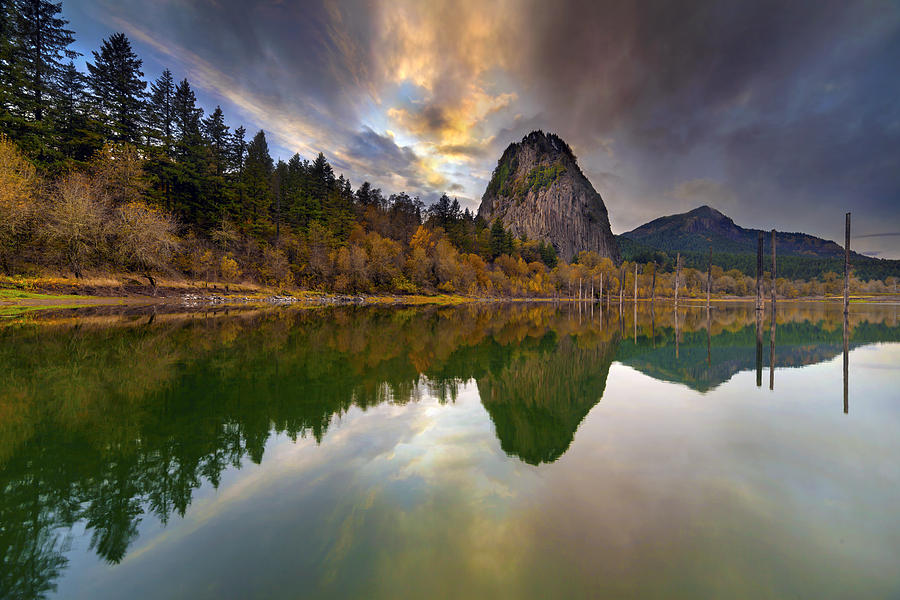 Beacon Rock at Sunset Photograph by David Gn