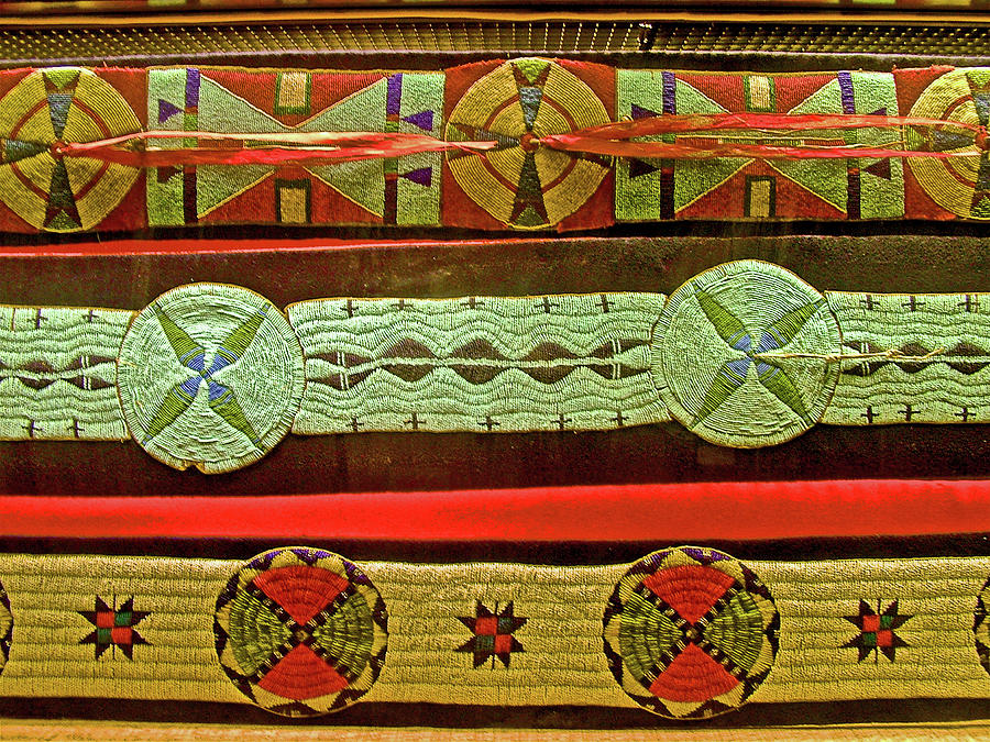 Beaded Blanket Strips in Native American Museum in Grand Tetons National Park, Wyoming Photograph by Ruth Hager
