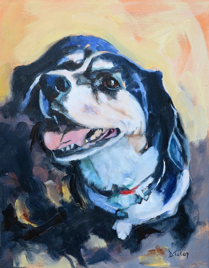 Beagle Portrait Painting by Donna Tuten