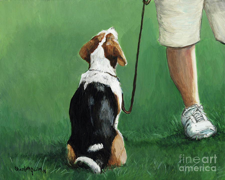 Beagle Sit Painting by Charlotte Yealey
