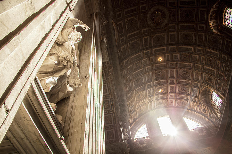 Beam of Light on Statue ion Vatican  Photograph by John McGraw