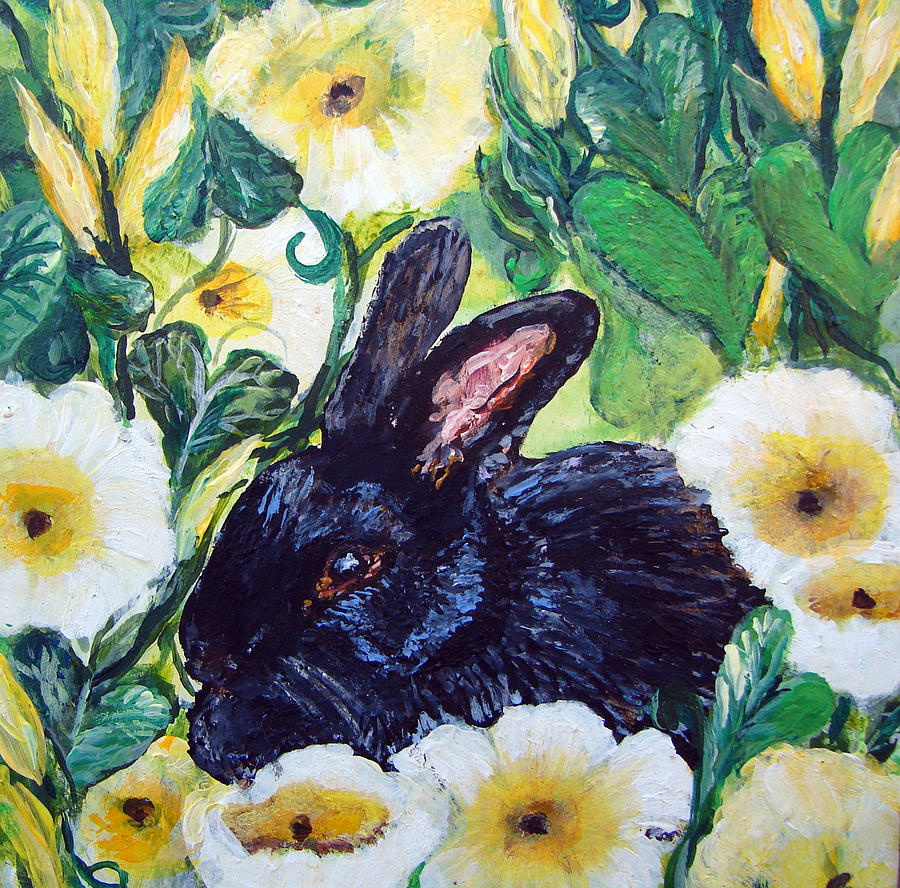 Bean the magical rabbit -Pet Portrait Painting by Ashleigh Dyan Bayer