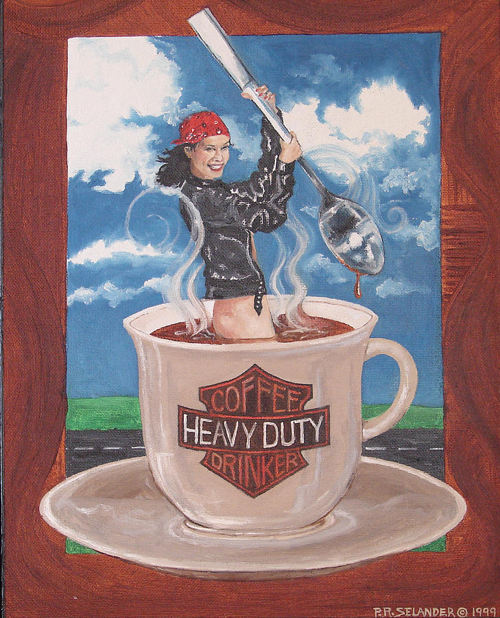 Coffee Painting - Bean to Sturgis by Peggy Selander