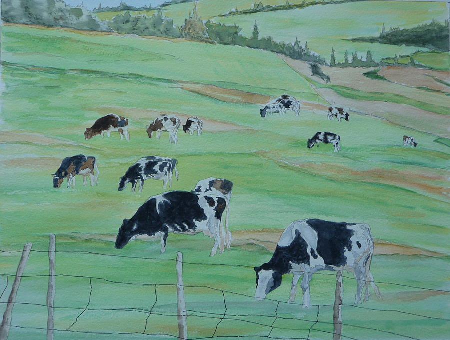 Beanies Cows Painting by Joel Deutsch
