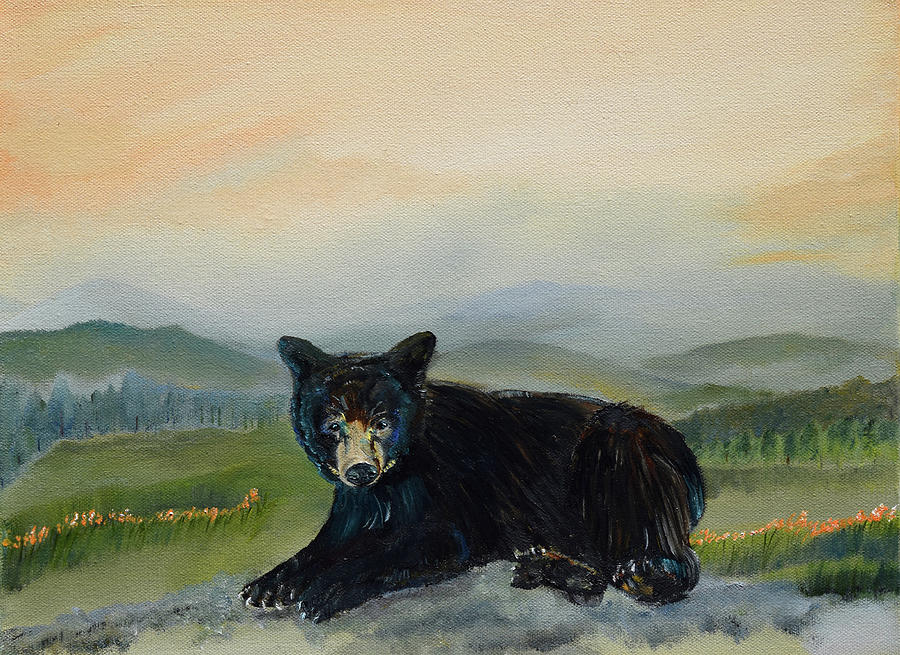 Bear Alone on Blue Ridge Mountain Painting by Jan Dappen