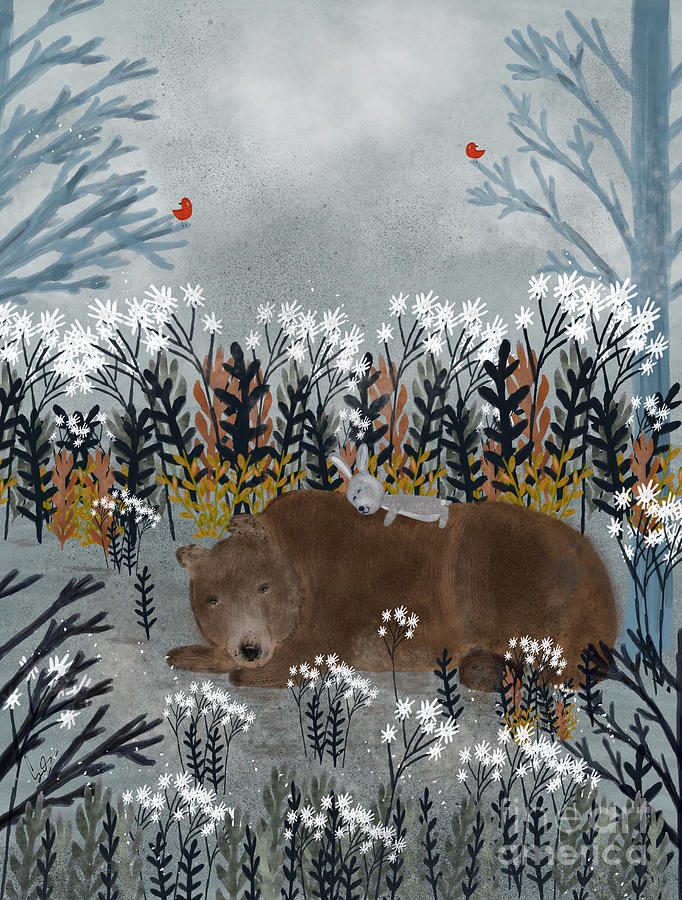 Nature Painting - Bear And Bunny by Bri Buckley