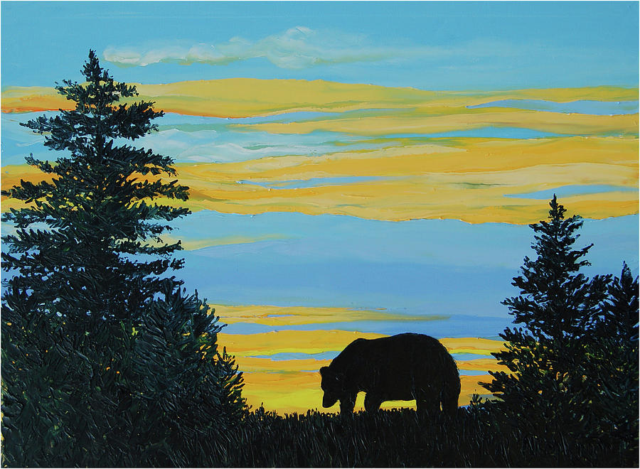 bear silhouette painting